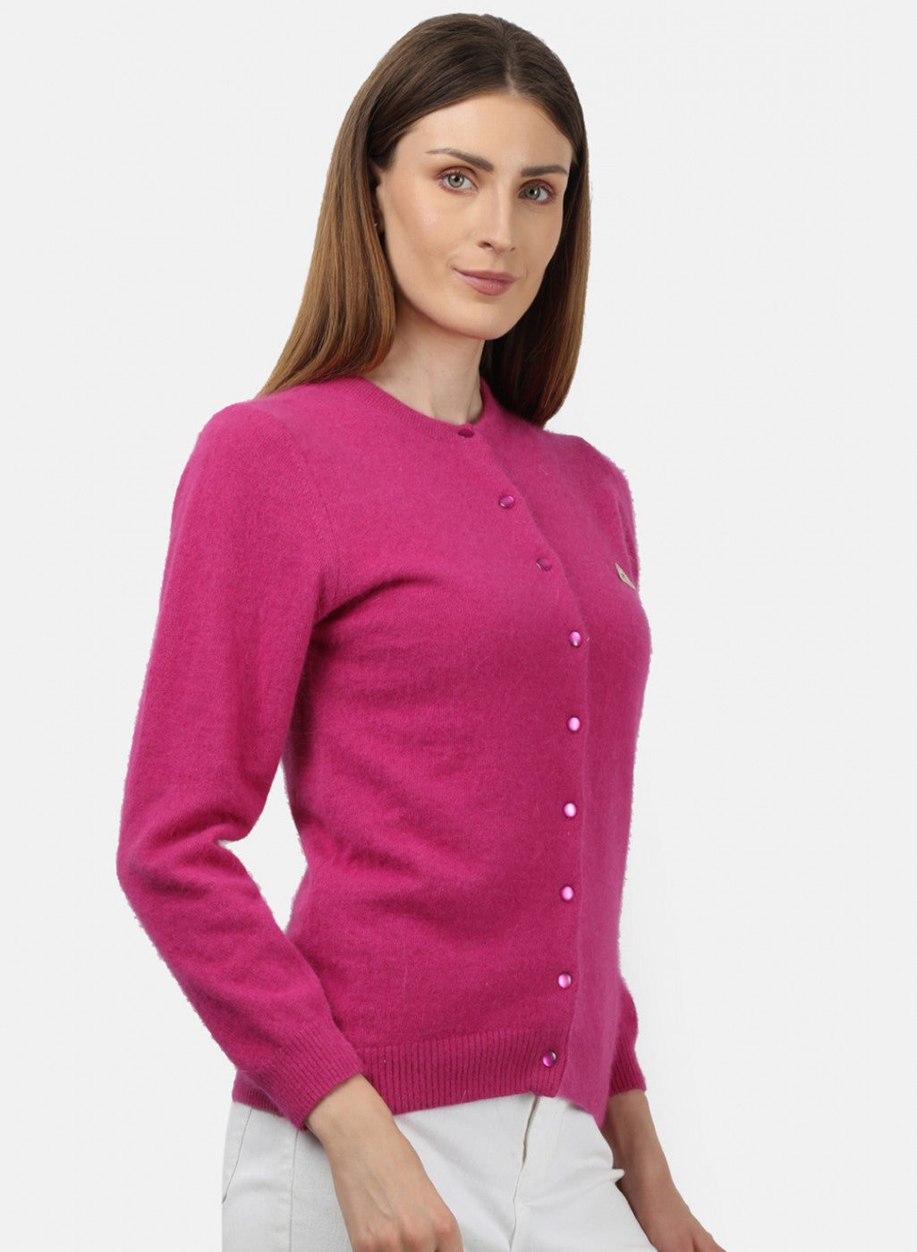 Women Pink Solid Cardigan