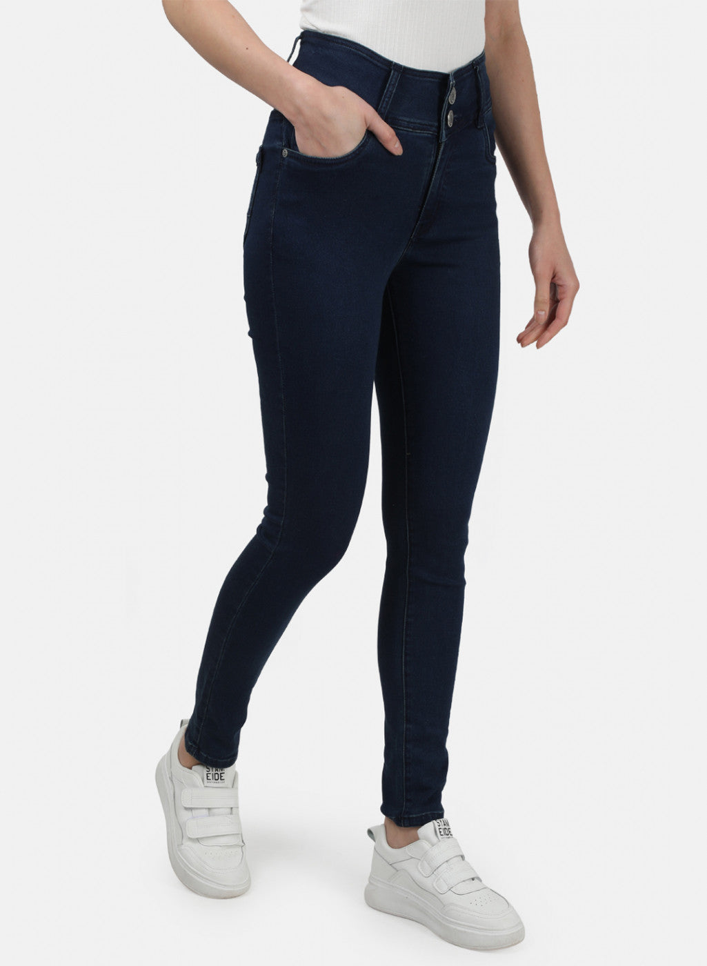 Womens Blue Plain Denims