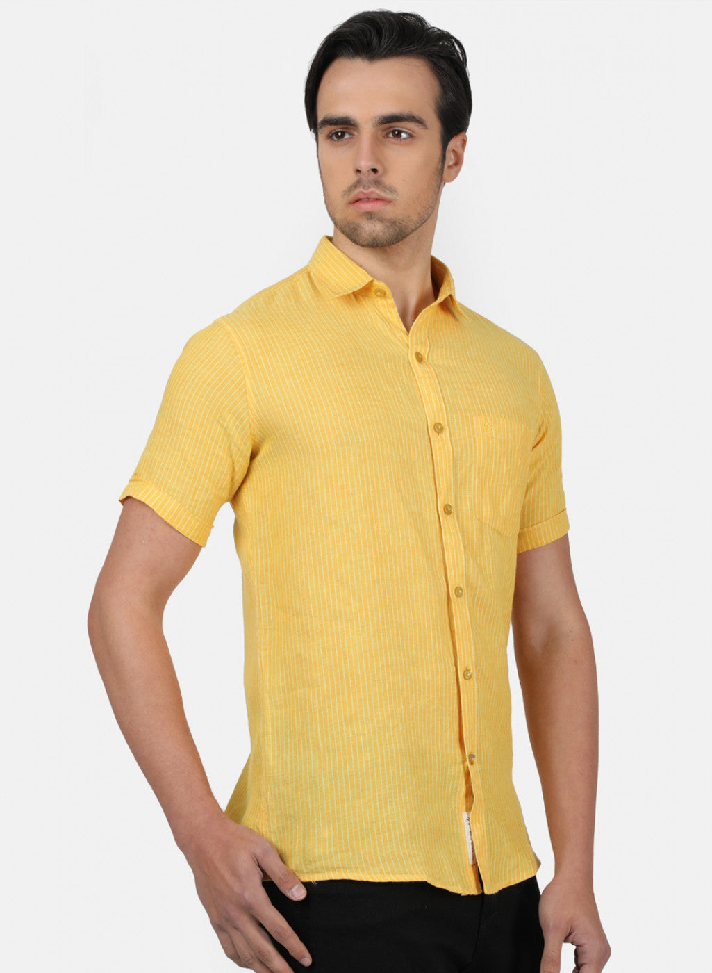 Men Yellow Stripe Shirts