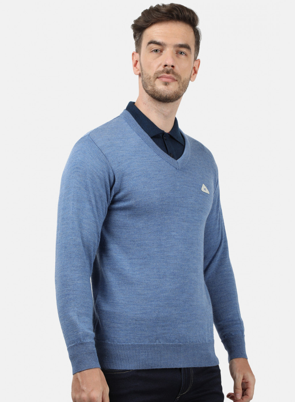 Men Blue Solid Pullover