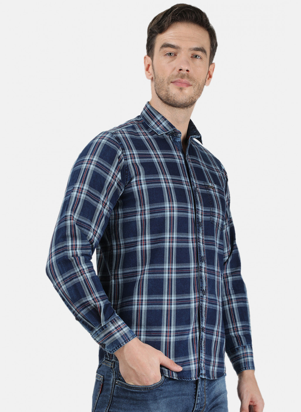 Mens NAvy Blue Check Shirt