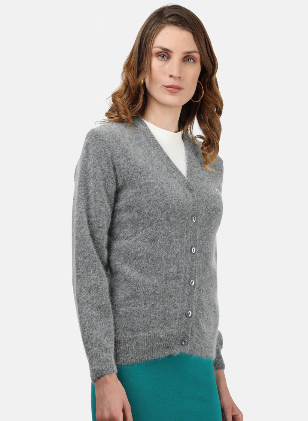 Women Grey Solid Cardigan