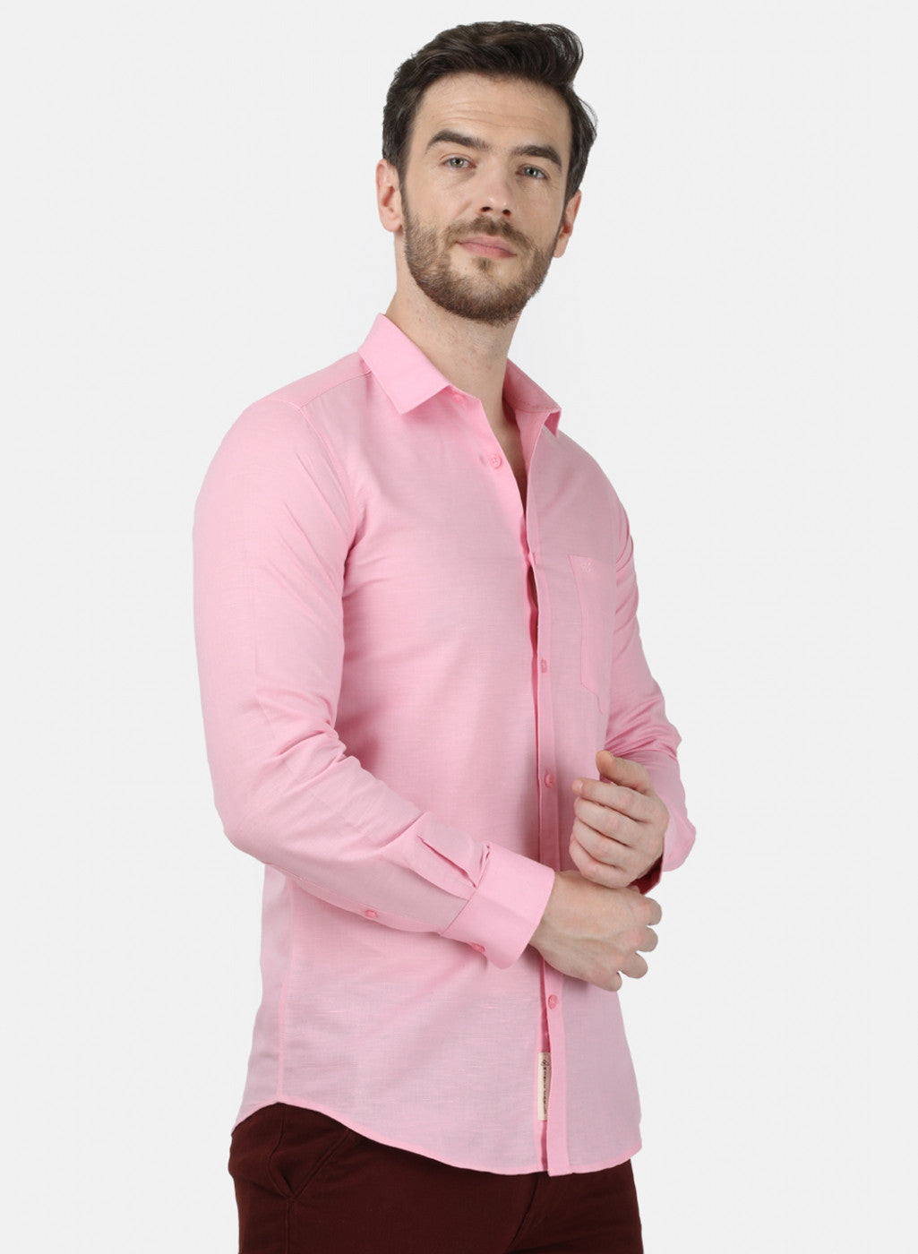 Mens Pink Solid Shirt