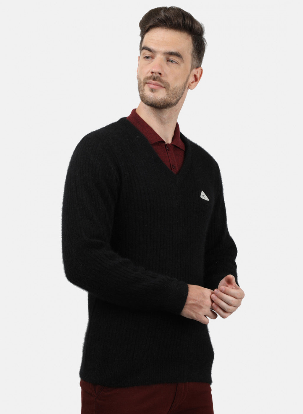 Men Black Solid Pullover