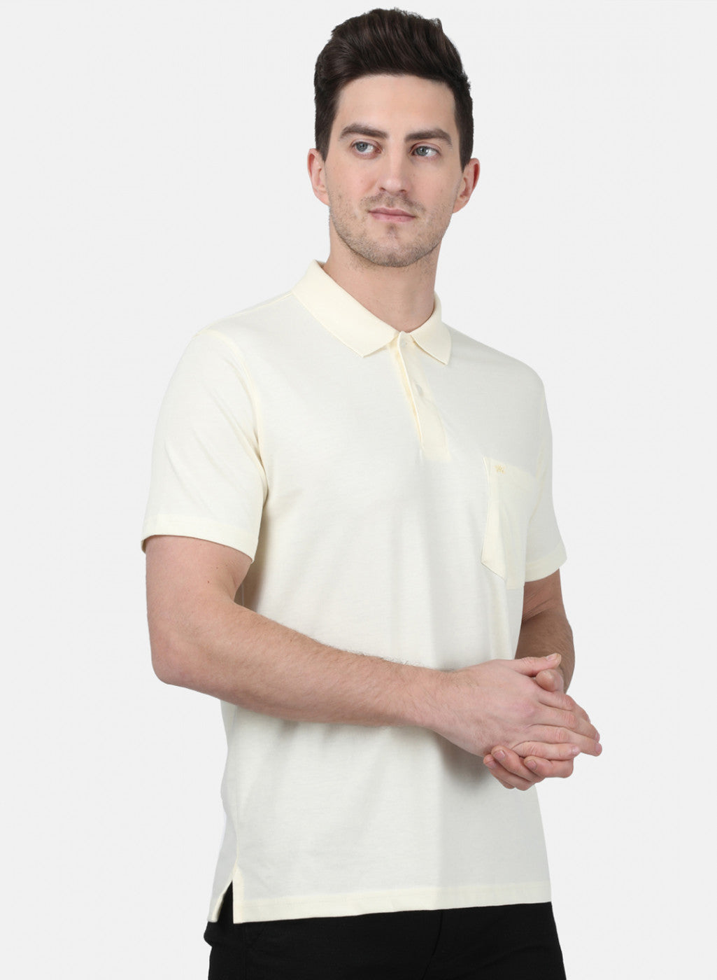 Mens Cream Plain T-Shirt