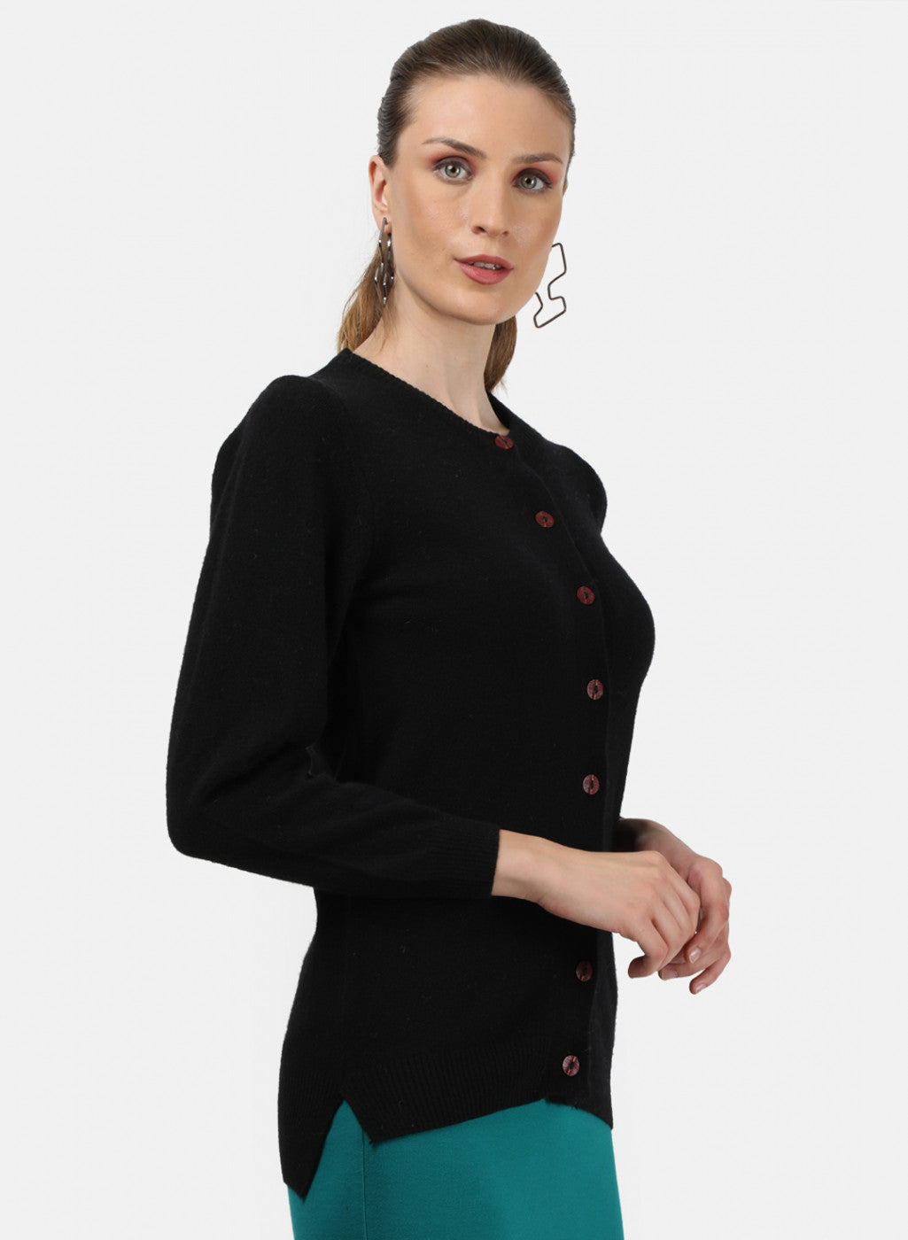 Women Black Solid Cardigan