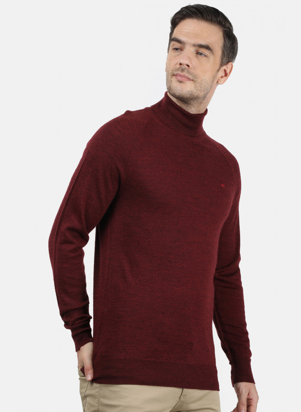 Men Maroon Solid Pullover