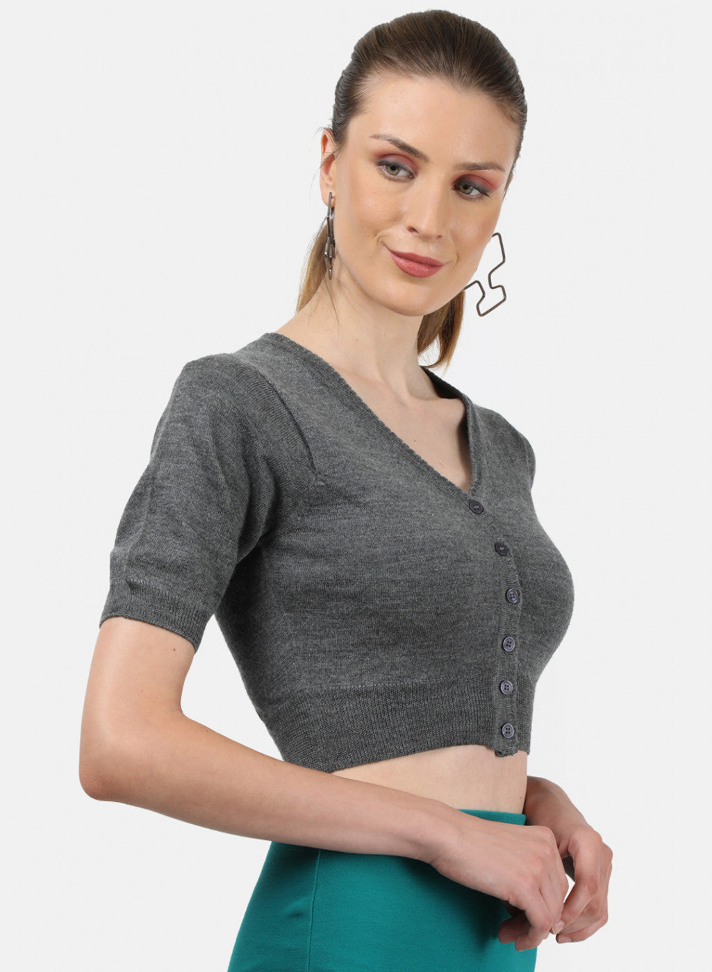 Women Grey Solid Blouse