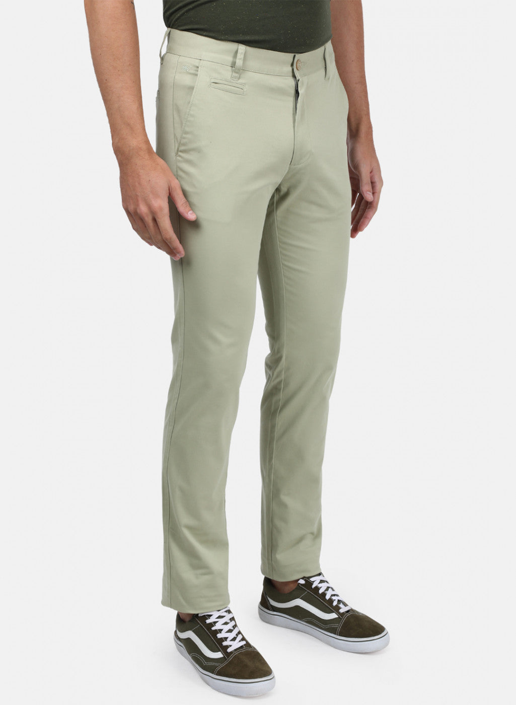 Men Green Plain Trousers