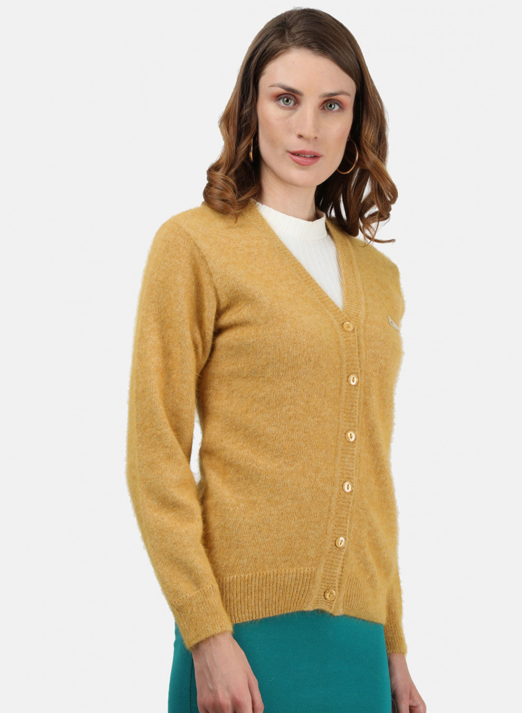 Women Yellow Solid Cardigan