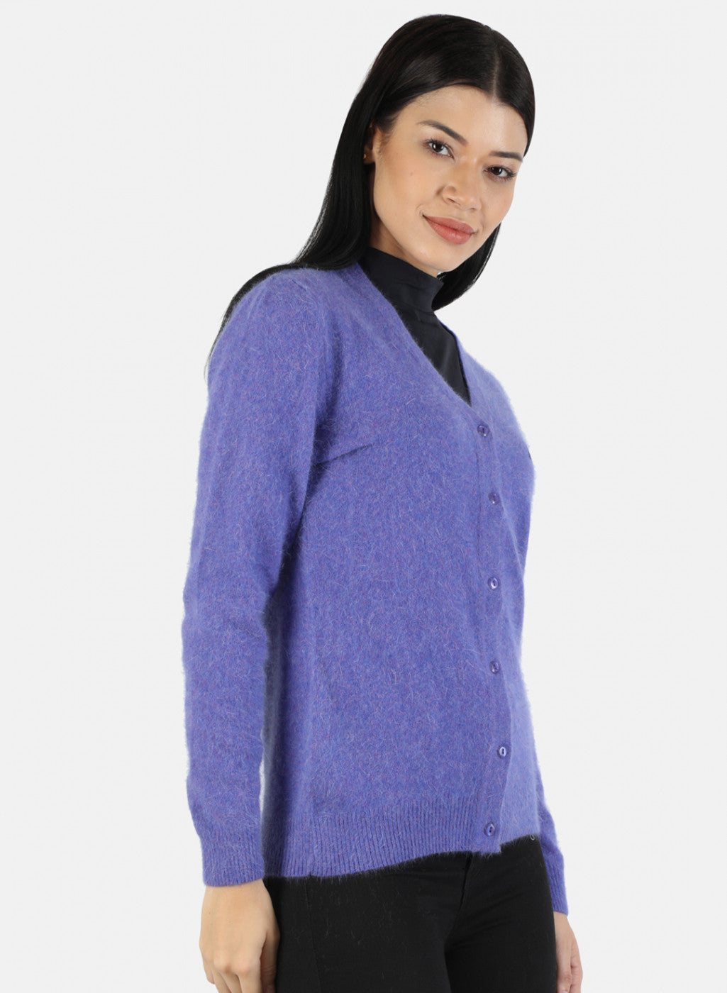 Women Purple Solid Cardigan