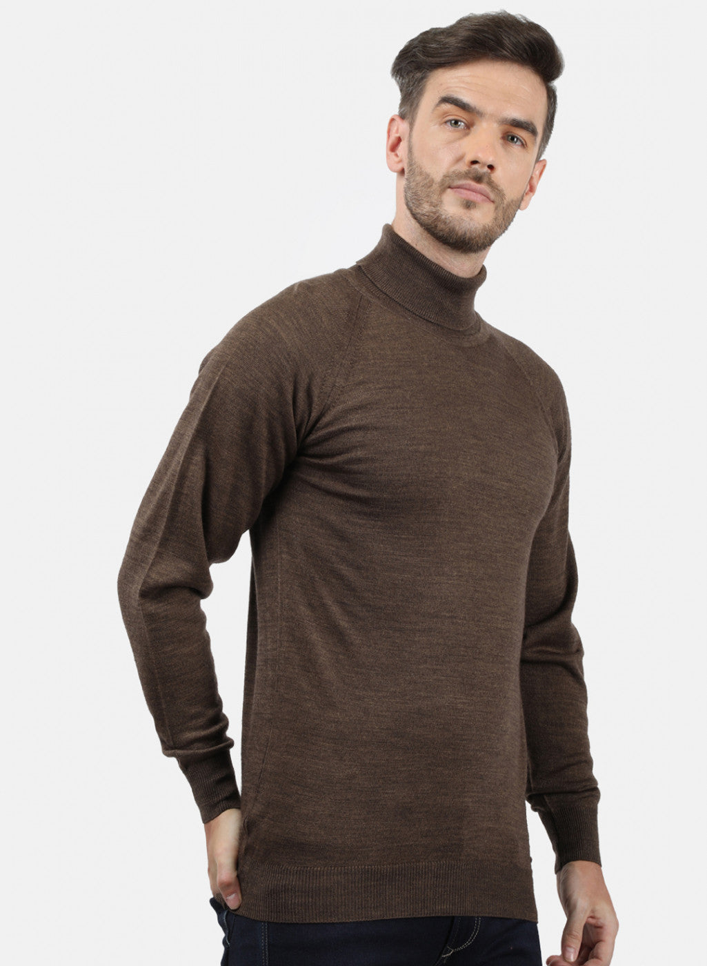 Men Brown Solid Pullover