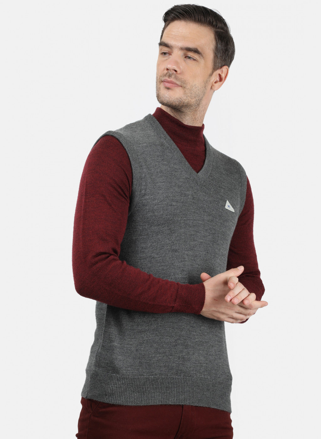 Men Grey Solid Sweater