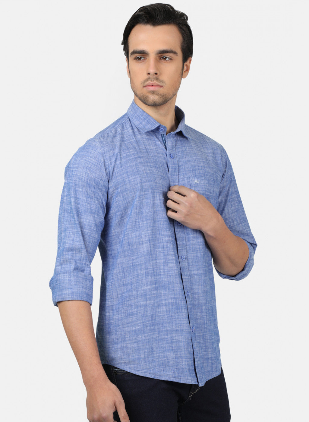 Men Blue Solid Shirts