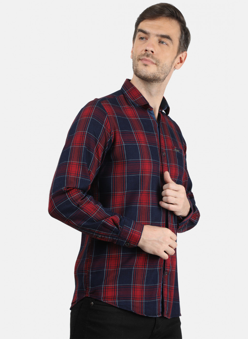 Men Maroon Check Shirt