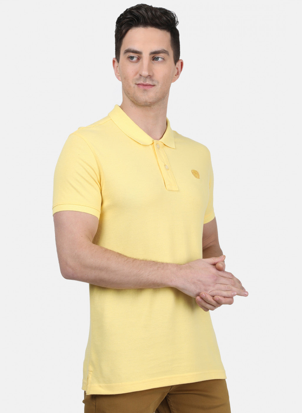 Mens Yellow Plain T-Shirt