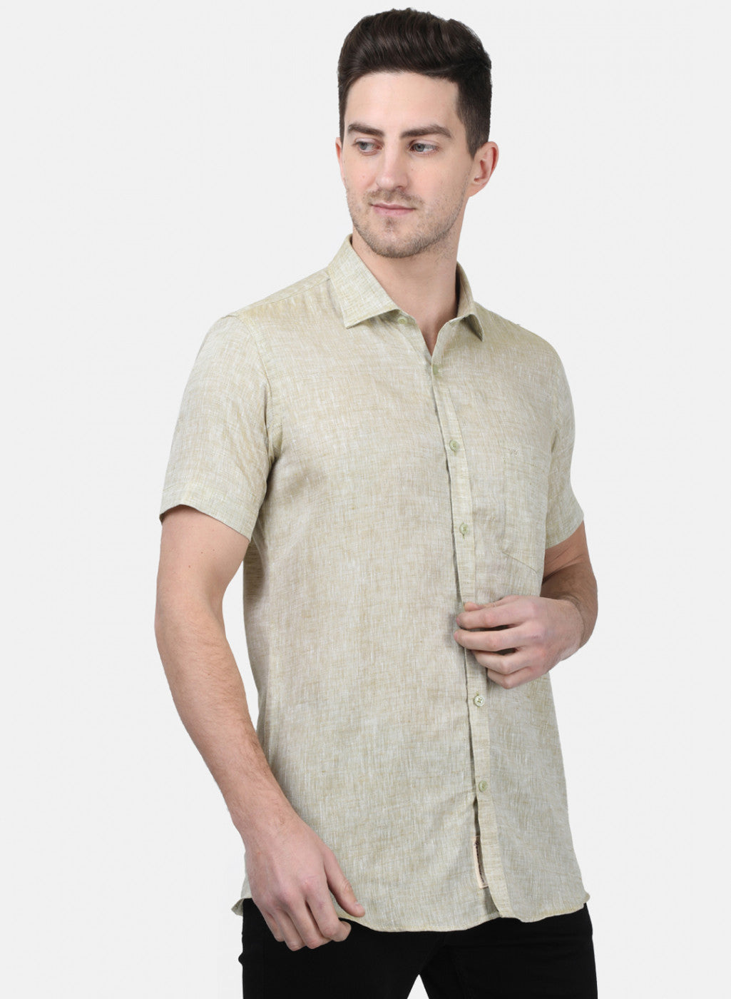 Mens Green Solid Shirts