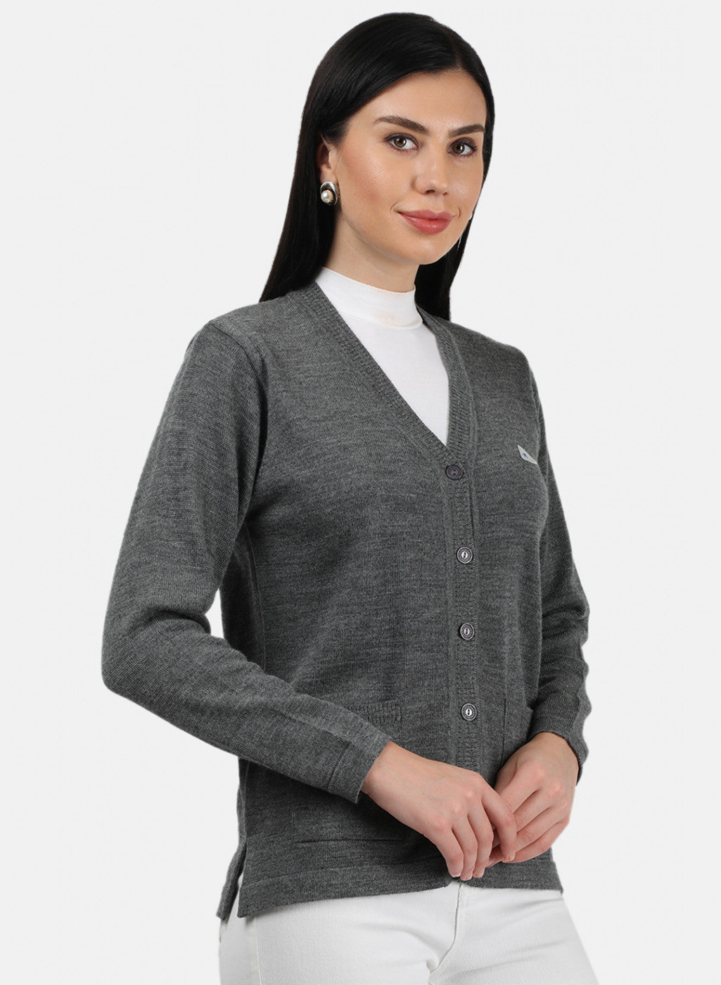 Women Grey Solid Cardigan