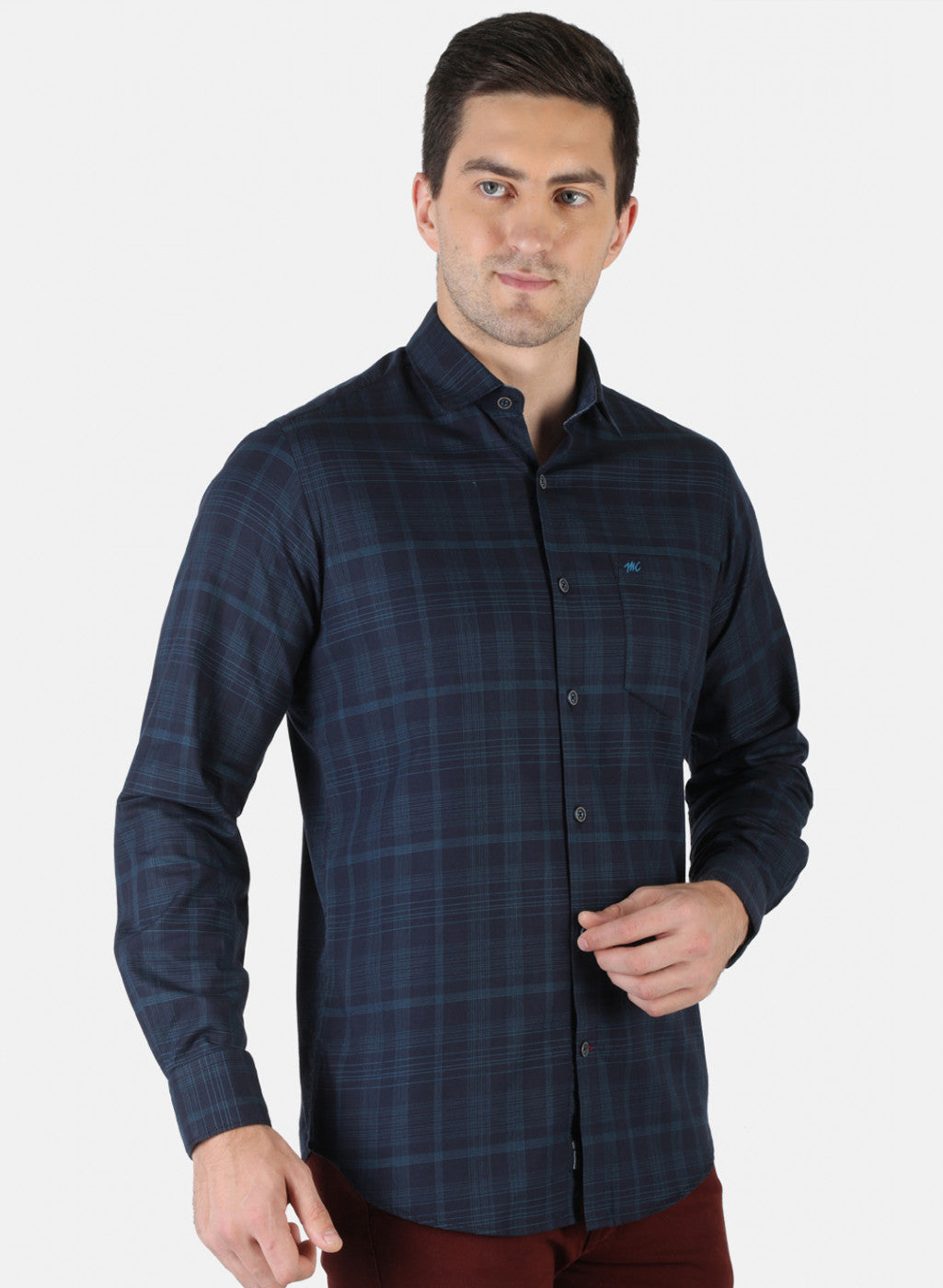 Men NAvy Blue Check Shirt