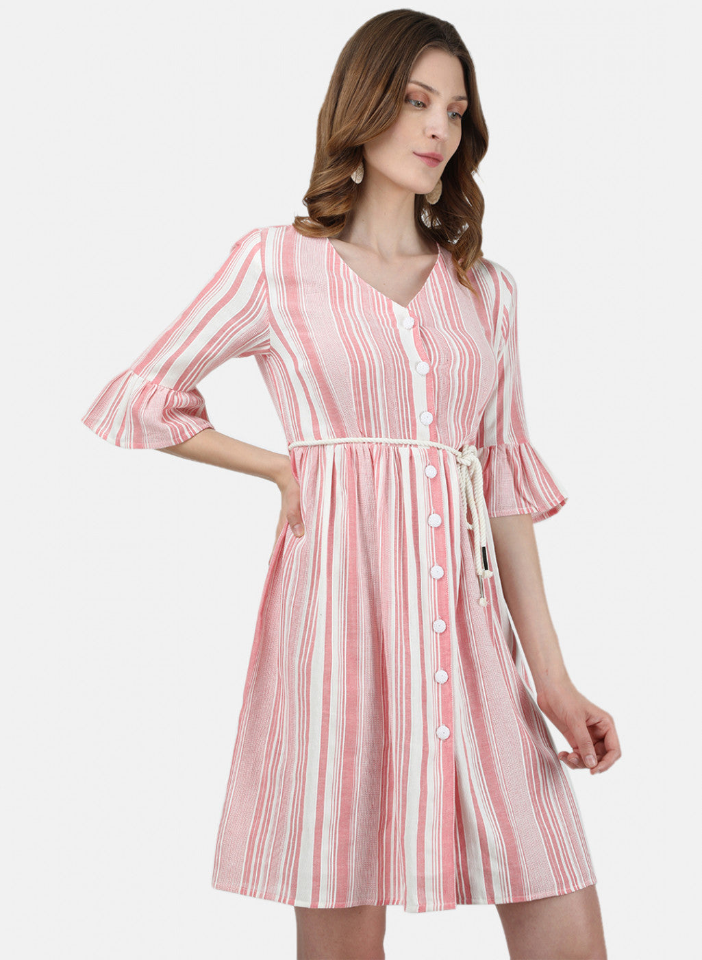 Womens Off White & Pink Stripe Tunic