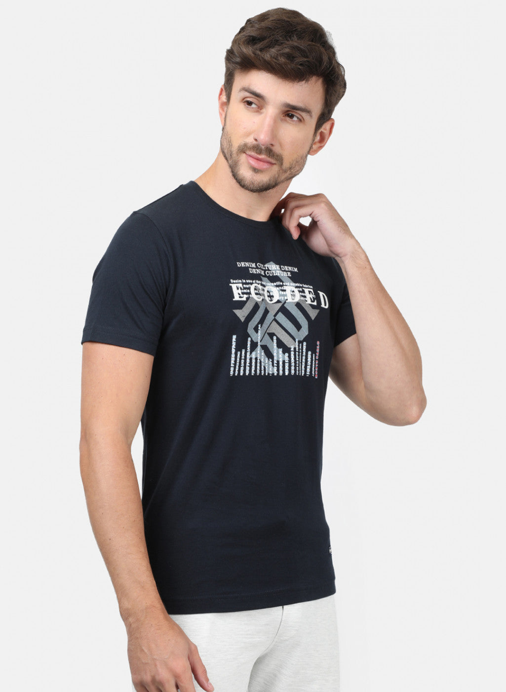 Mens NAvy Blue Printed T-Shirt