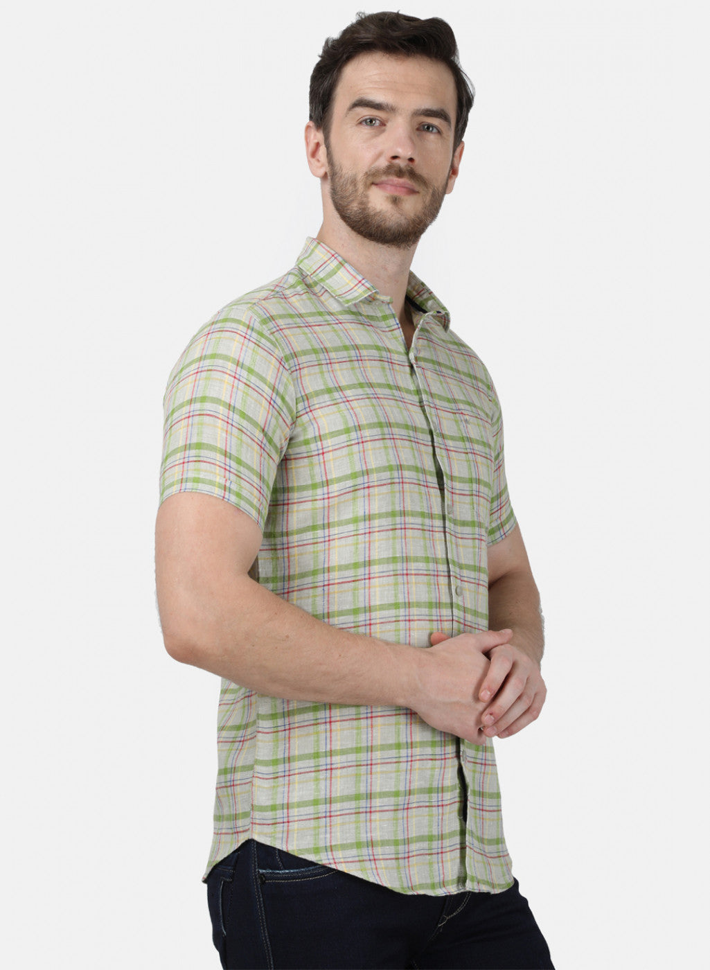 Mens Olive Check Shirt