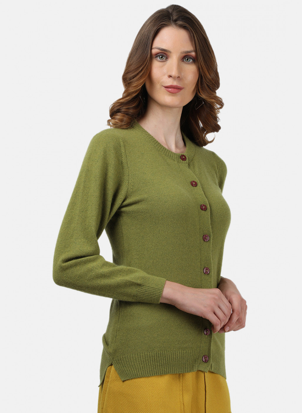 Women Green Solid Cardigan