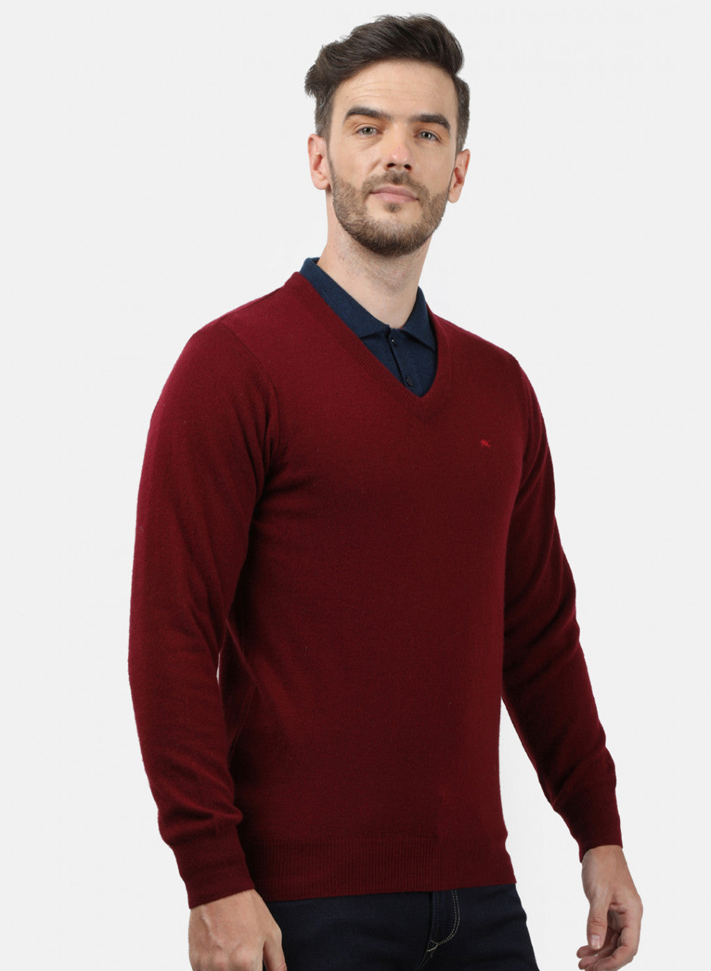 Men Maroon Solid Pullover