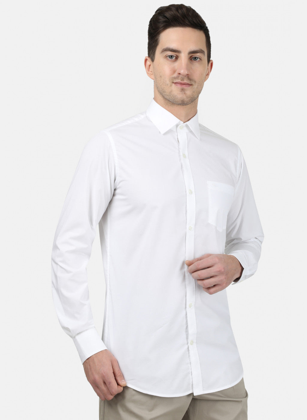 Mens White Solid Shirt