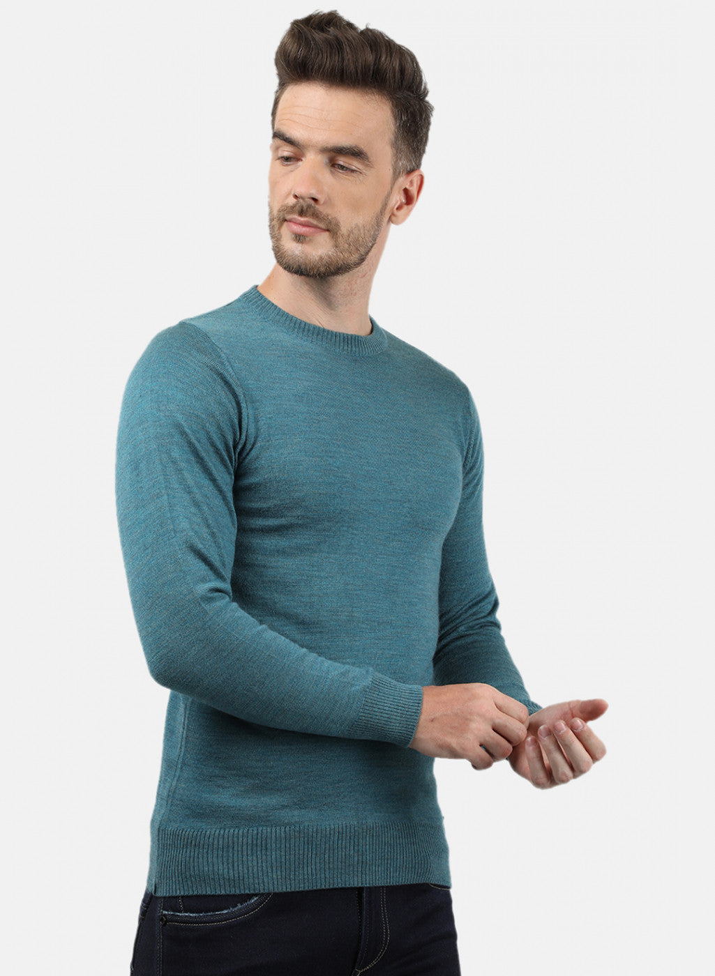 Men Blue Solid Pullover