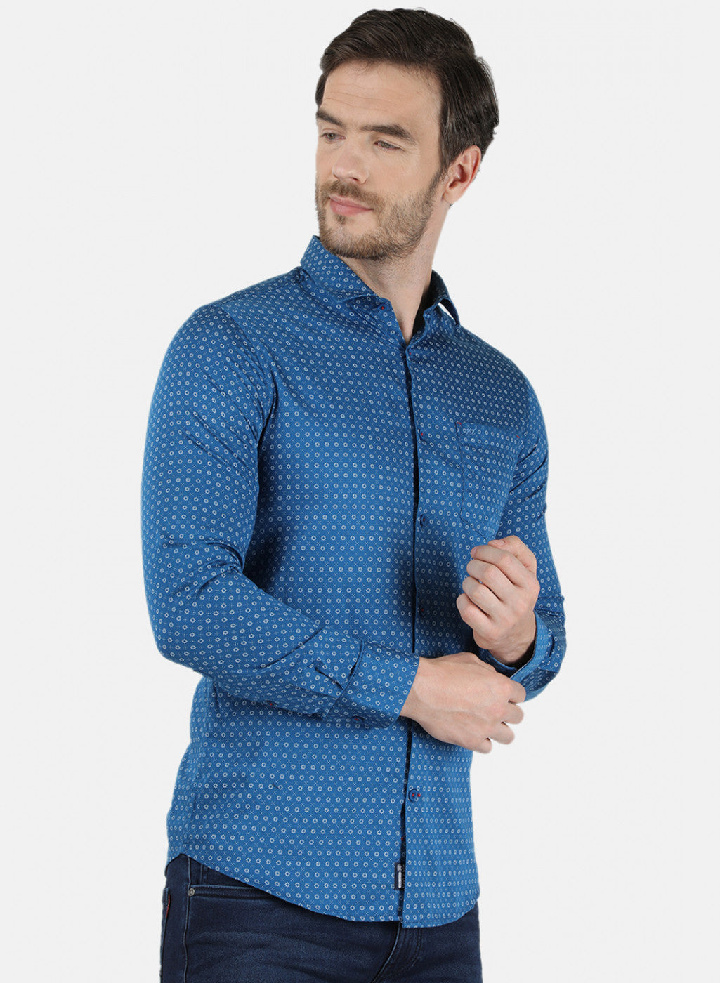 Mens Blue Printed Shirt