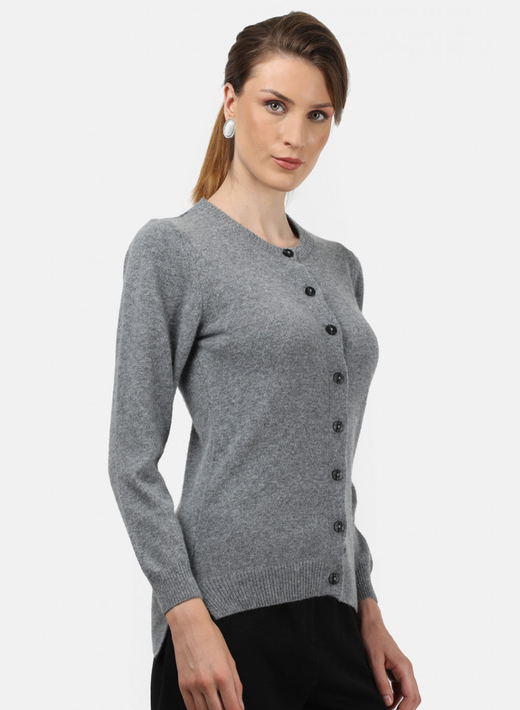 Women Grey Solid Cardigan