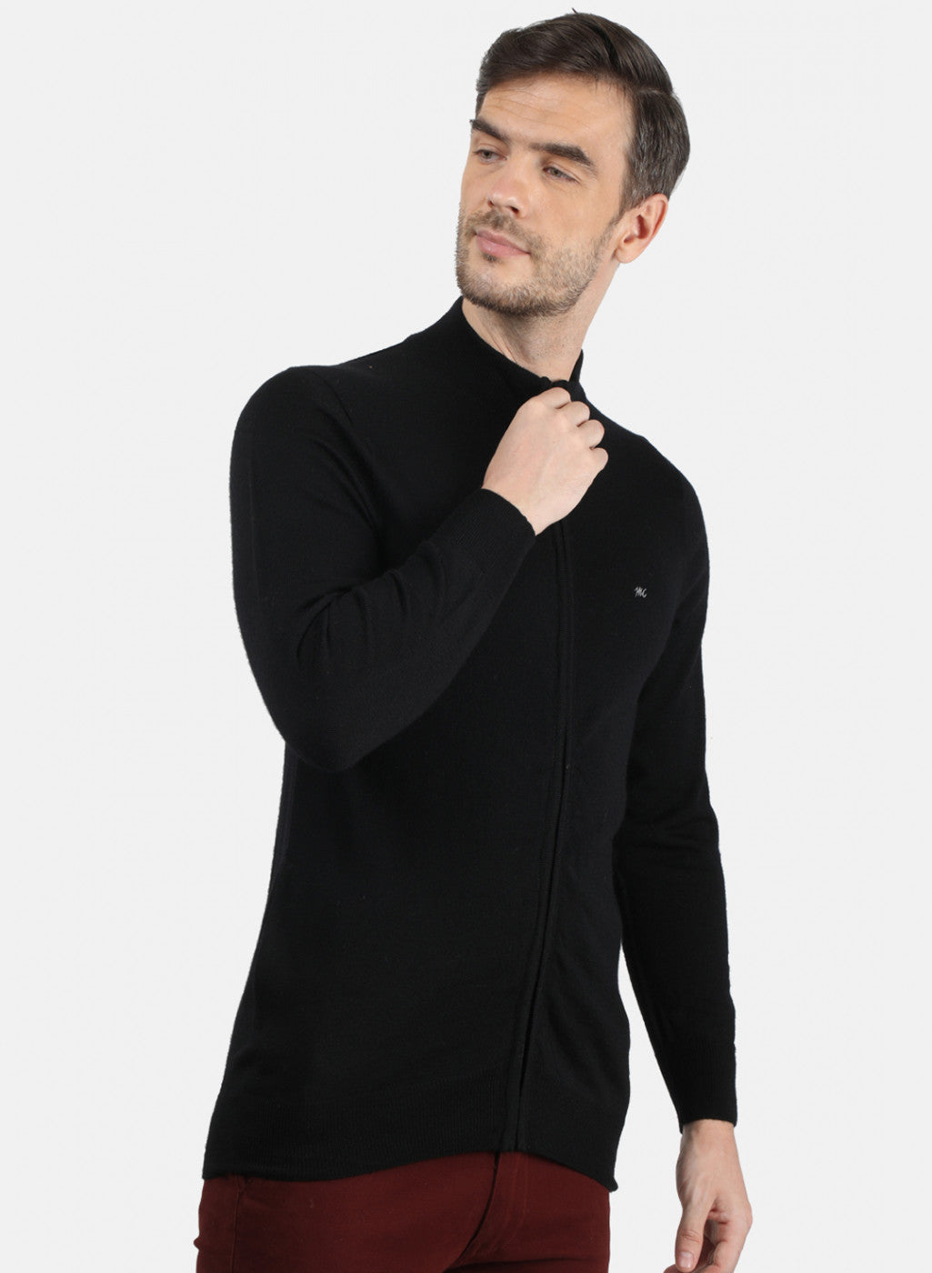 Men Black Solid Pullover