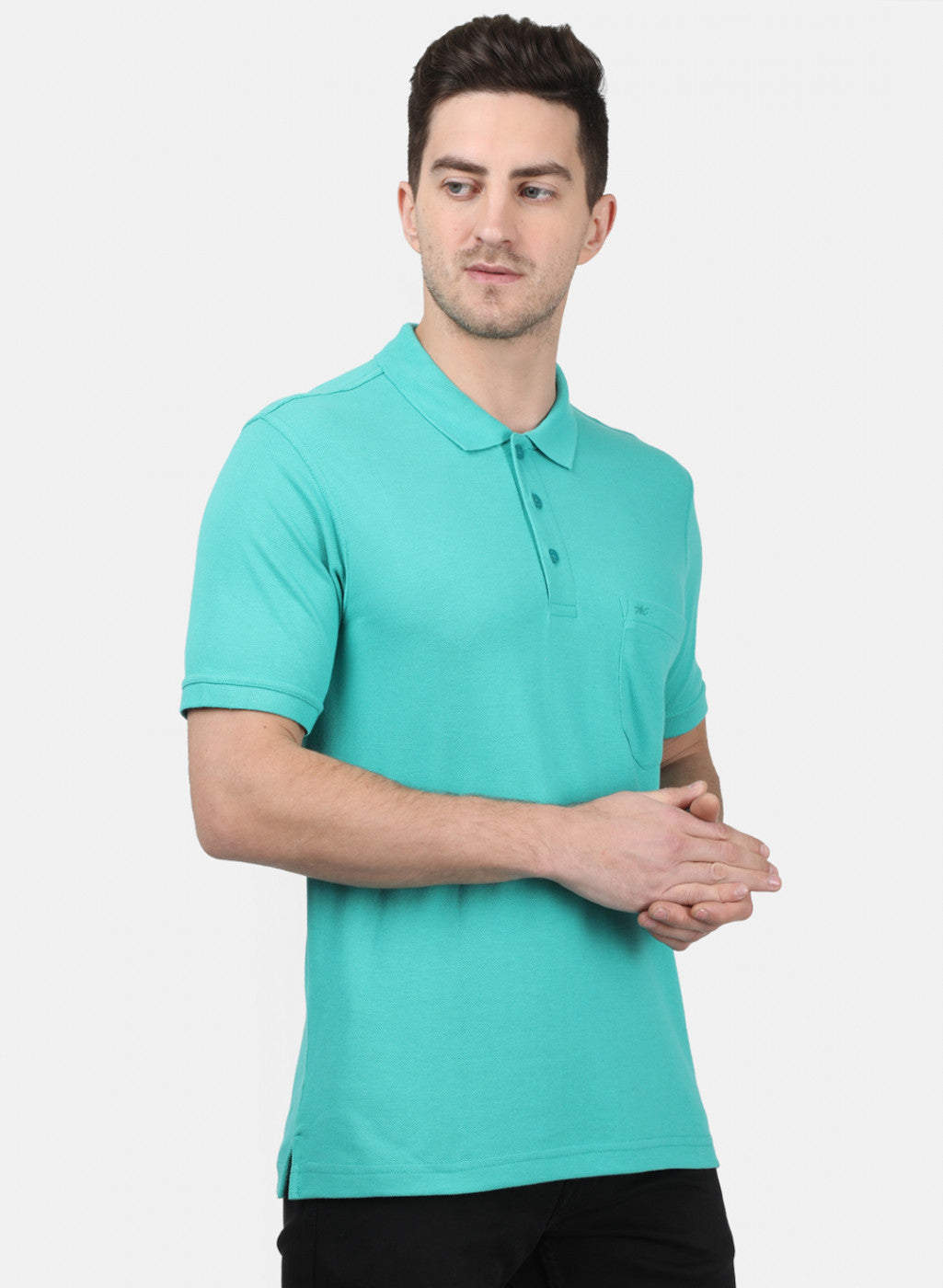 Mens Sea Green Plain T-Shirts