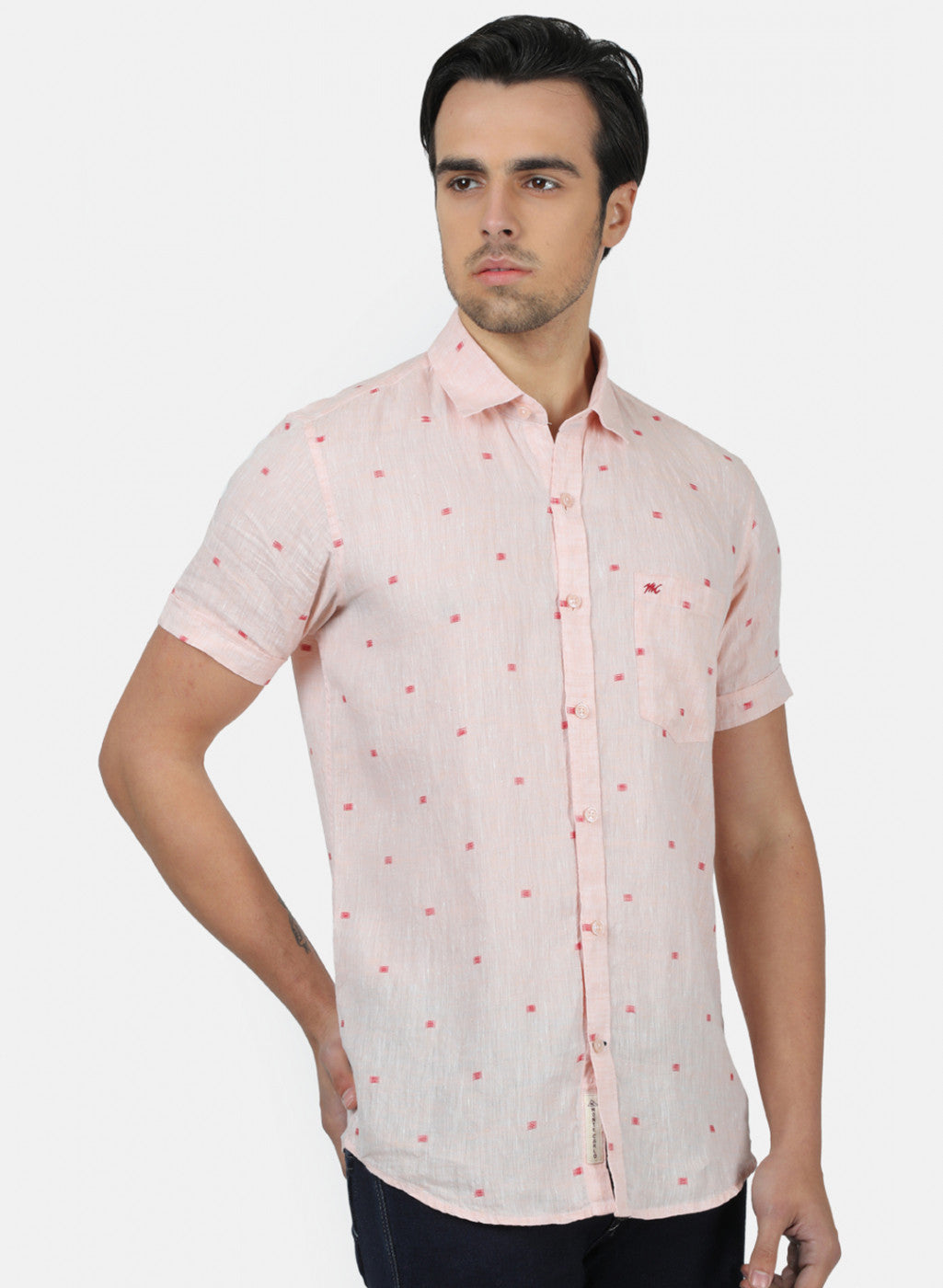 Men Peach Printed Shirts