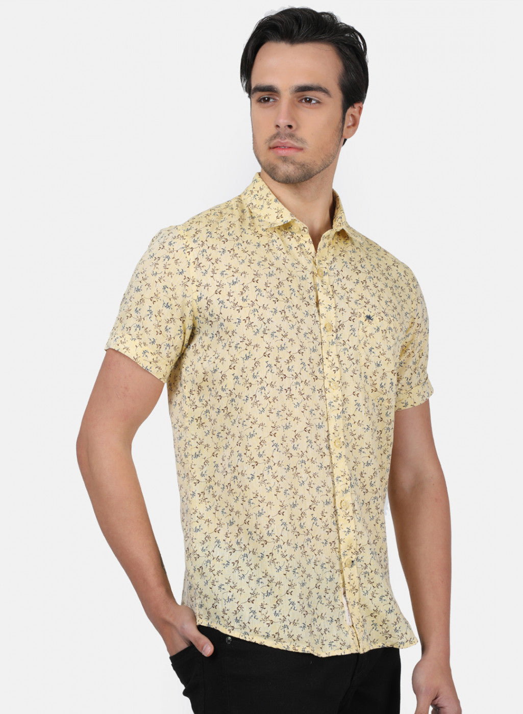 Men Mustard Printed Shirts