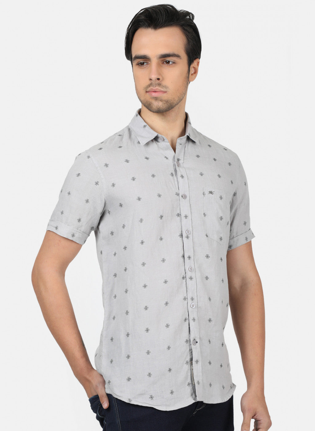 Men Grey Printed Shirts