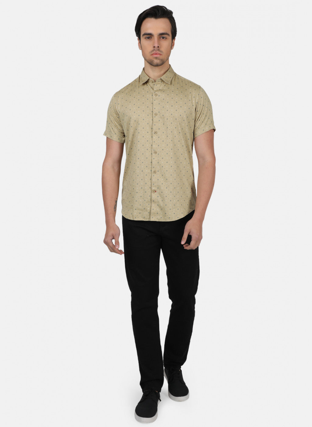 Men Olive Printed Shirts