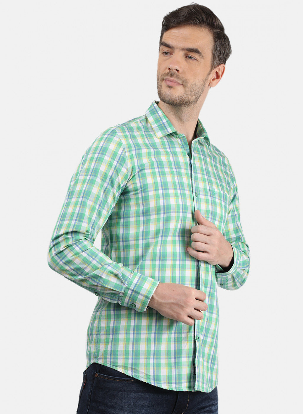 Men Green Check Shirt