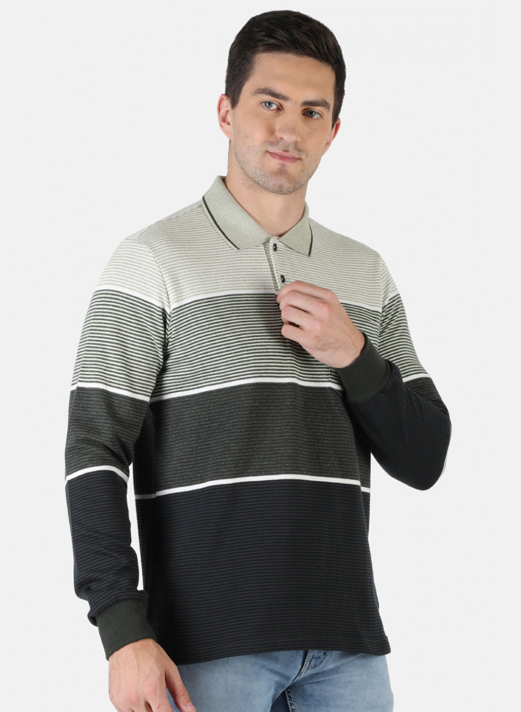 Men Grey Stripe T-Shirt