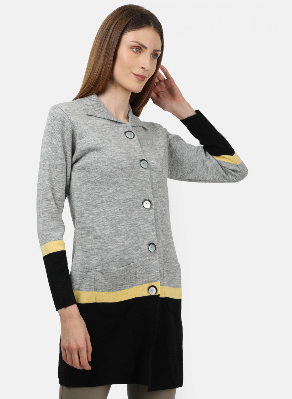 Women Grey Solid Cardigan