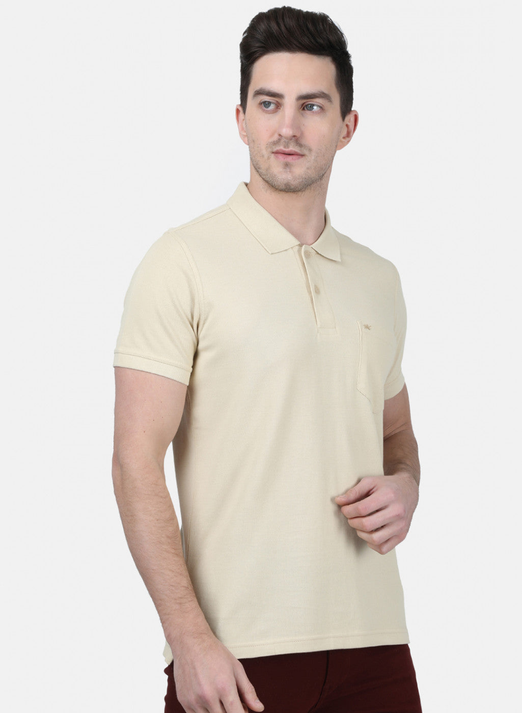 Mens Beige Plain T-Shirt