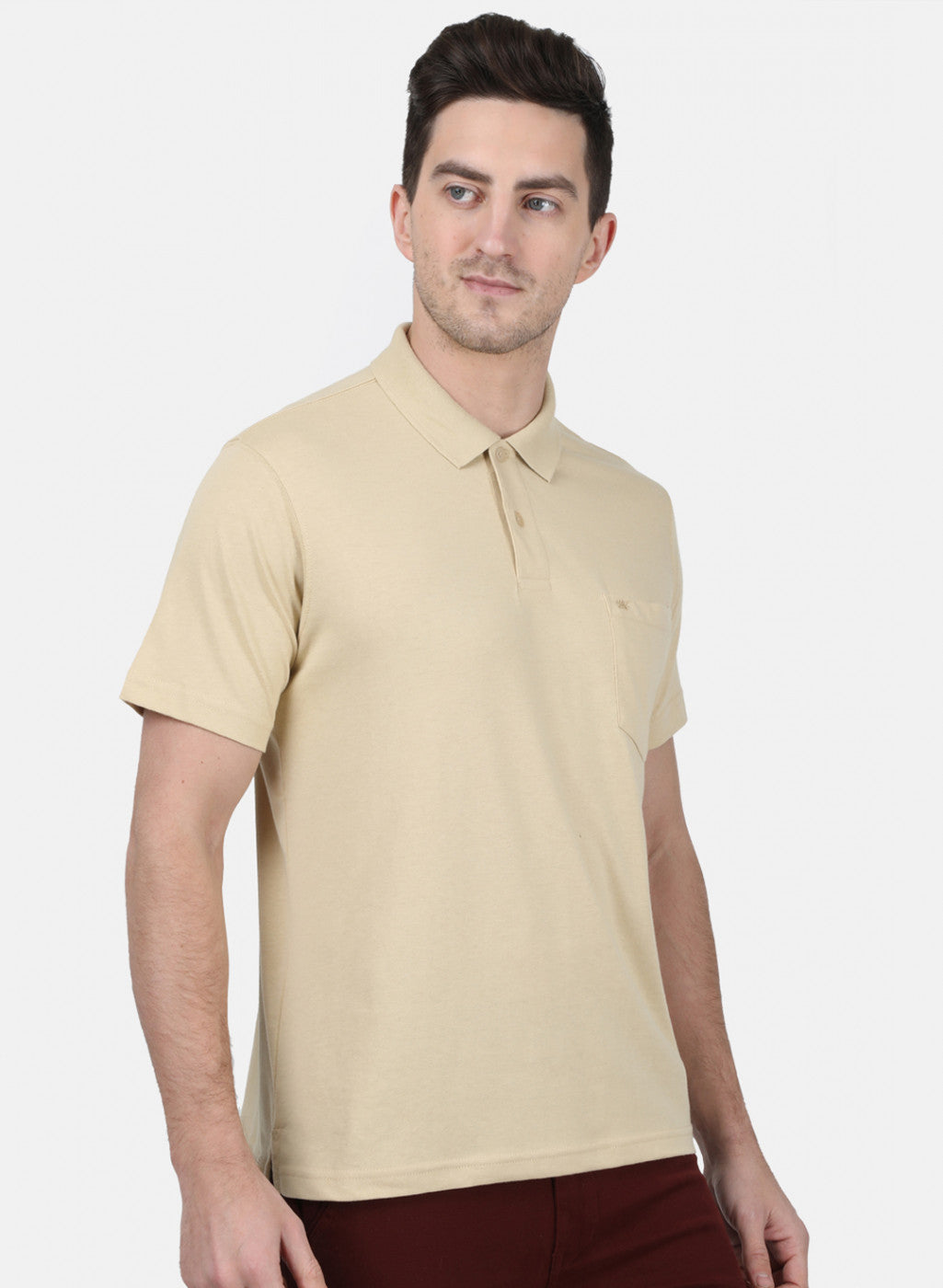 Mens Beige Plain T-Shirt