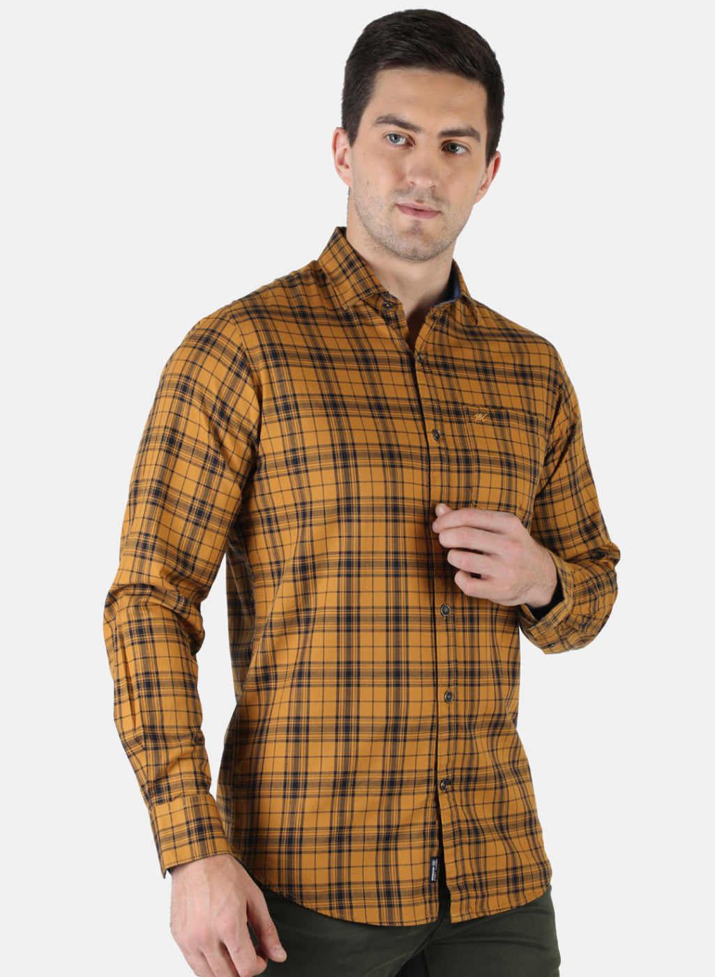 Men Mustard Check Shirt