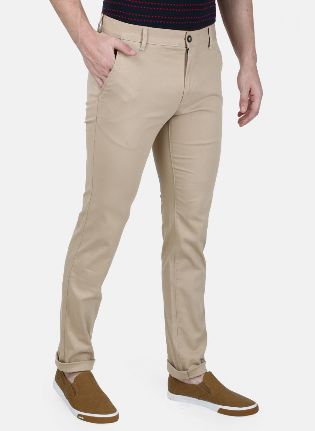 Mens Beige Slim Trouser