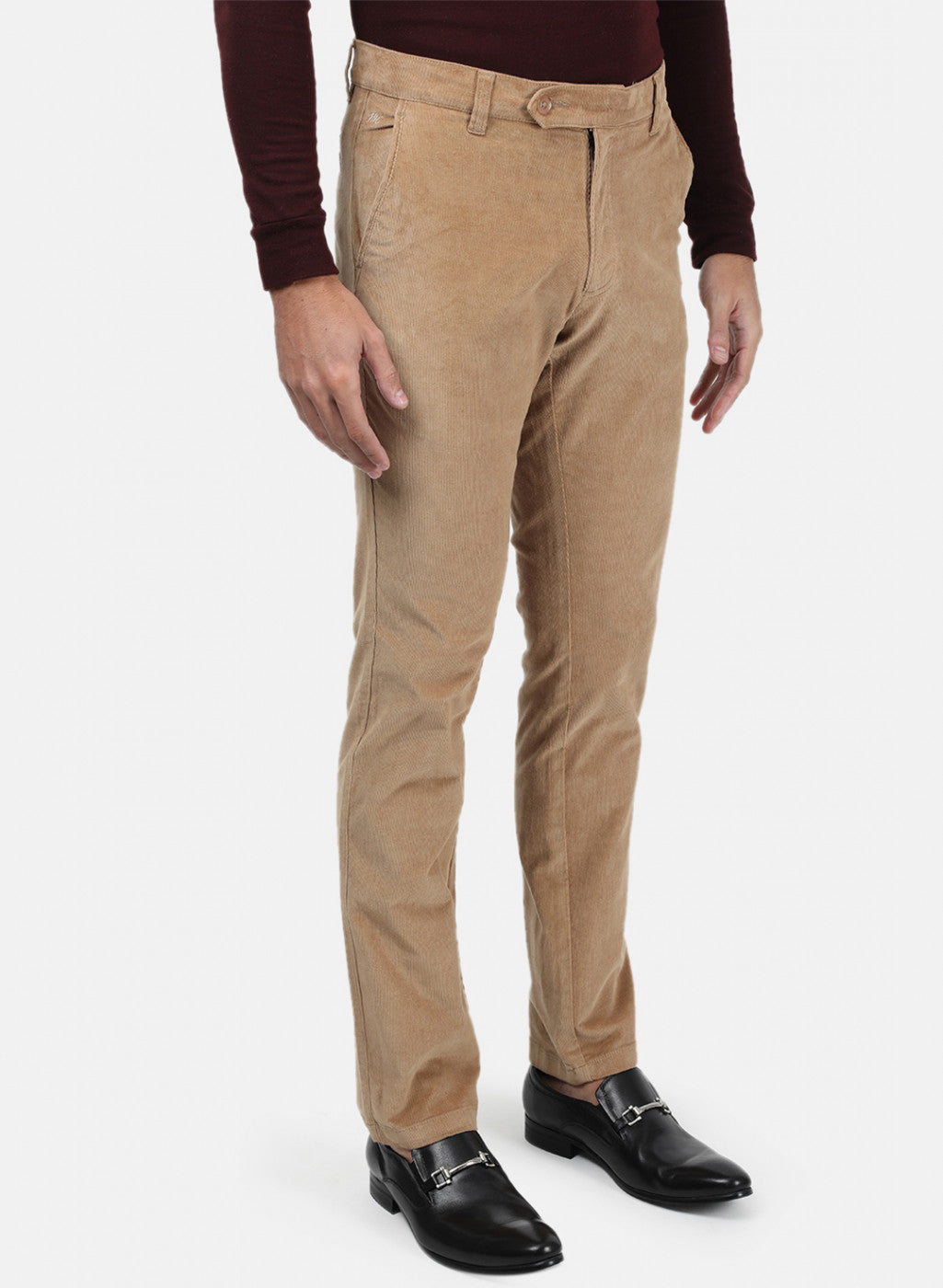 Men Khaki Plain Trousers