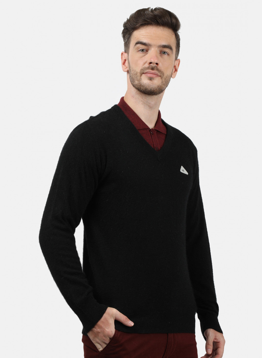 Men Black Solid Pullover