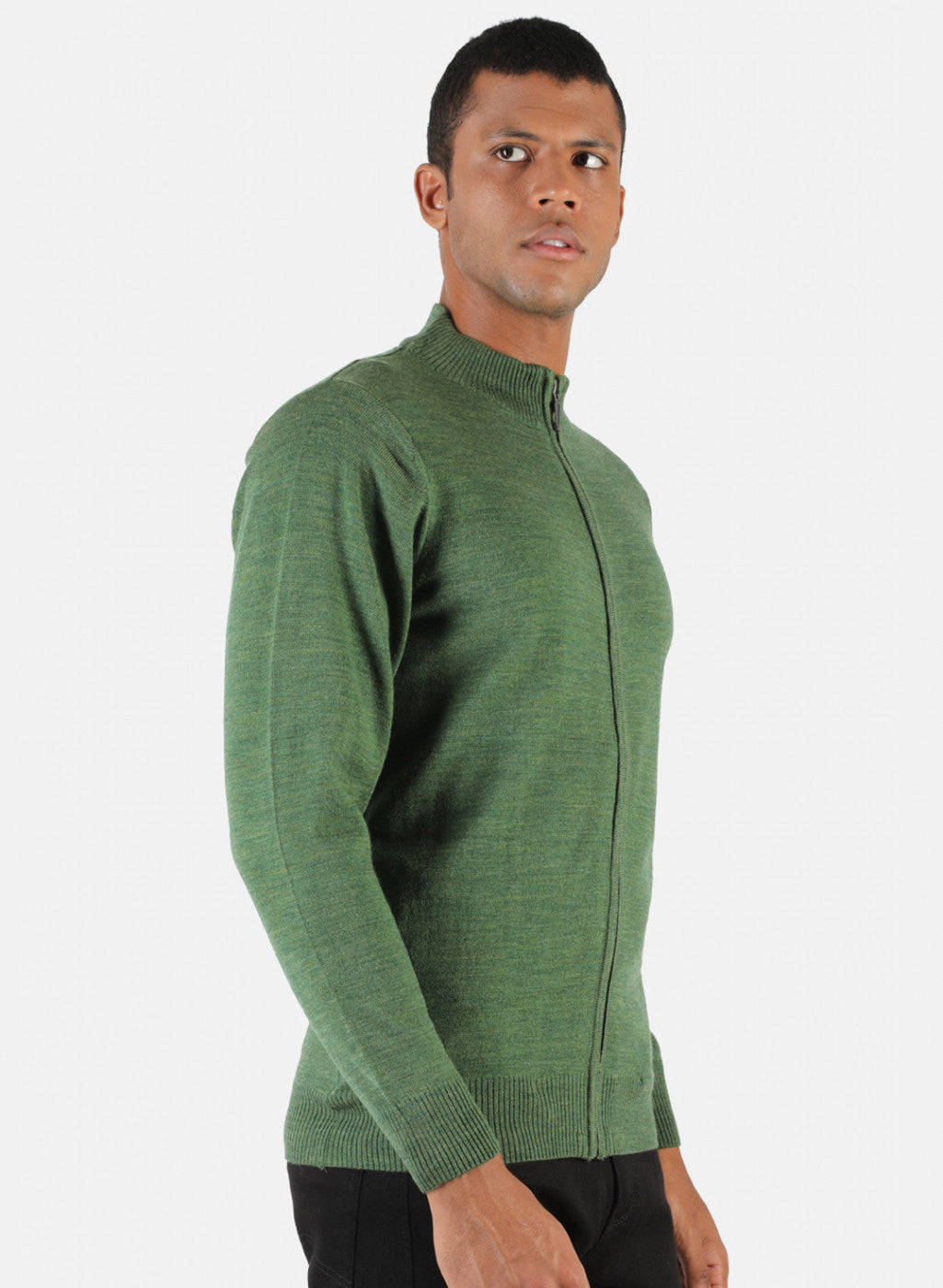 Men Olive Solid Pullover