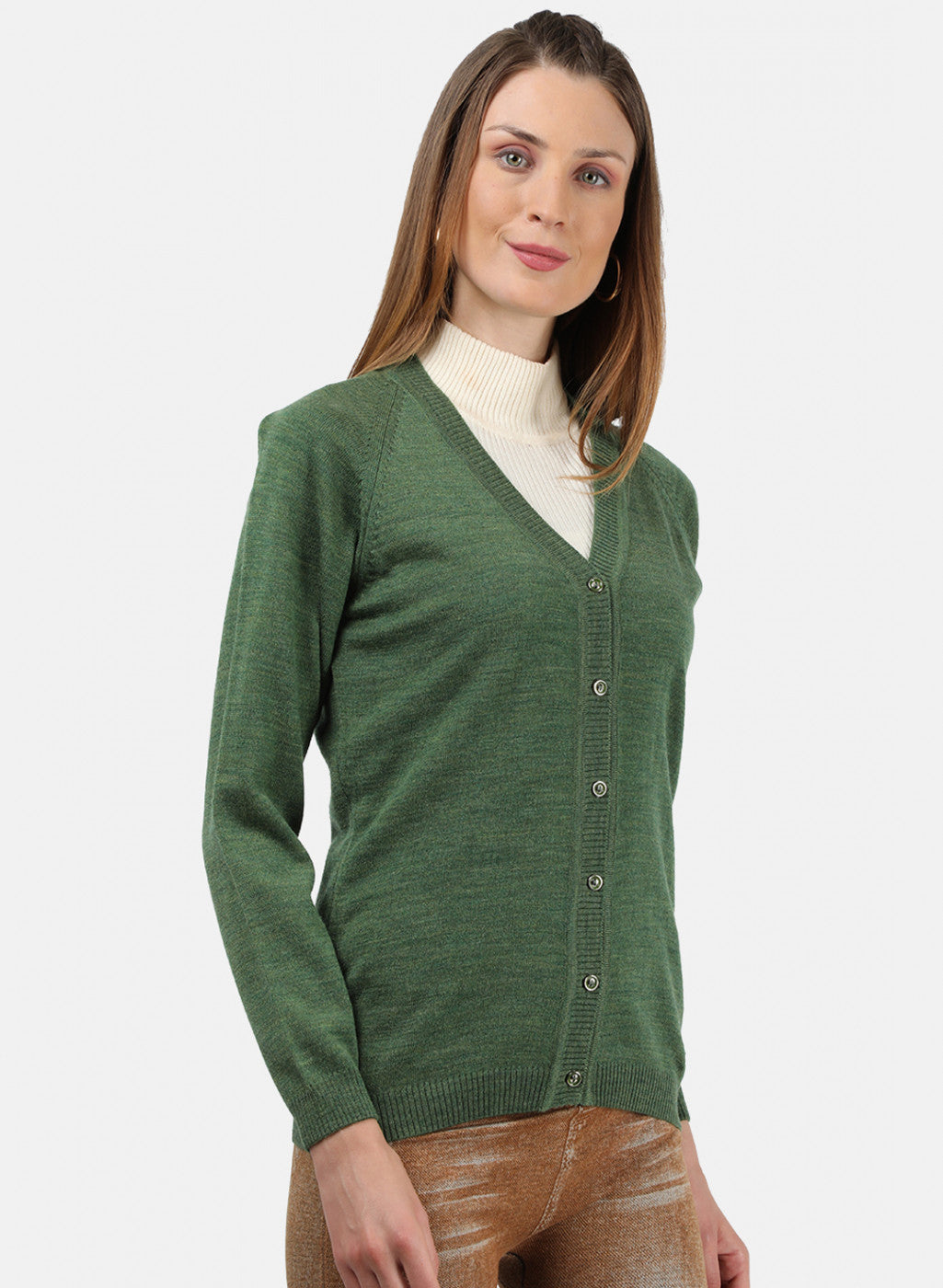 Women Olive Solid Cardigan