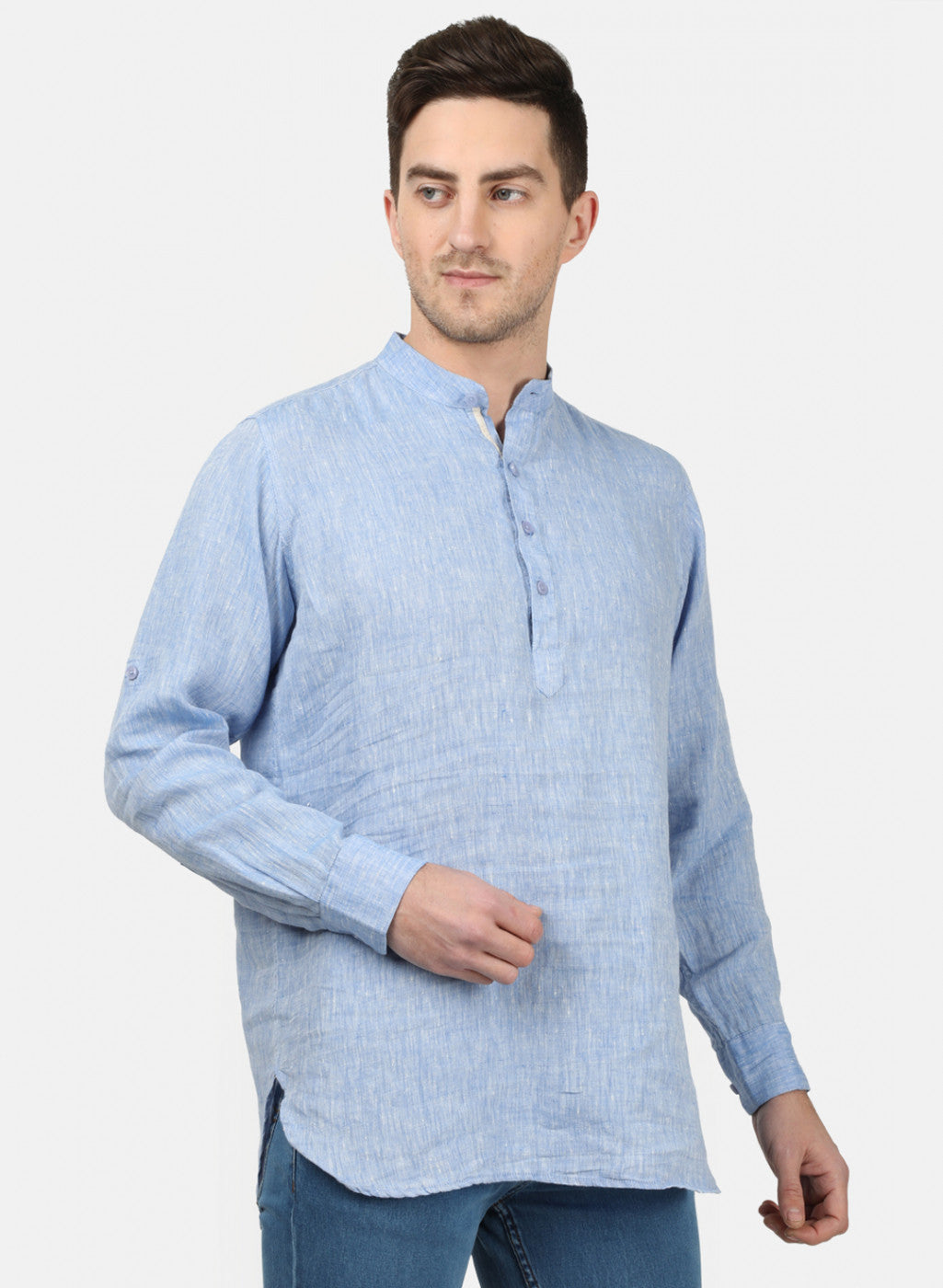 Mens Sky Blue Solid Shirts